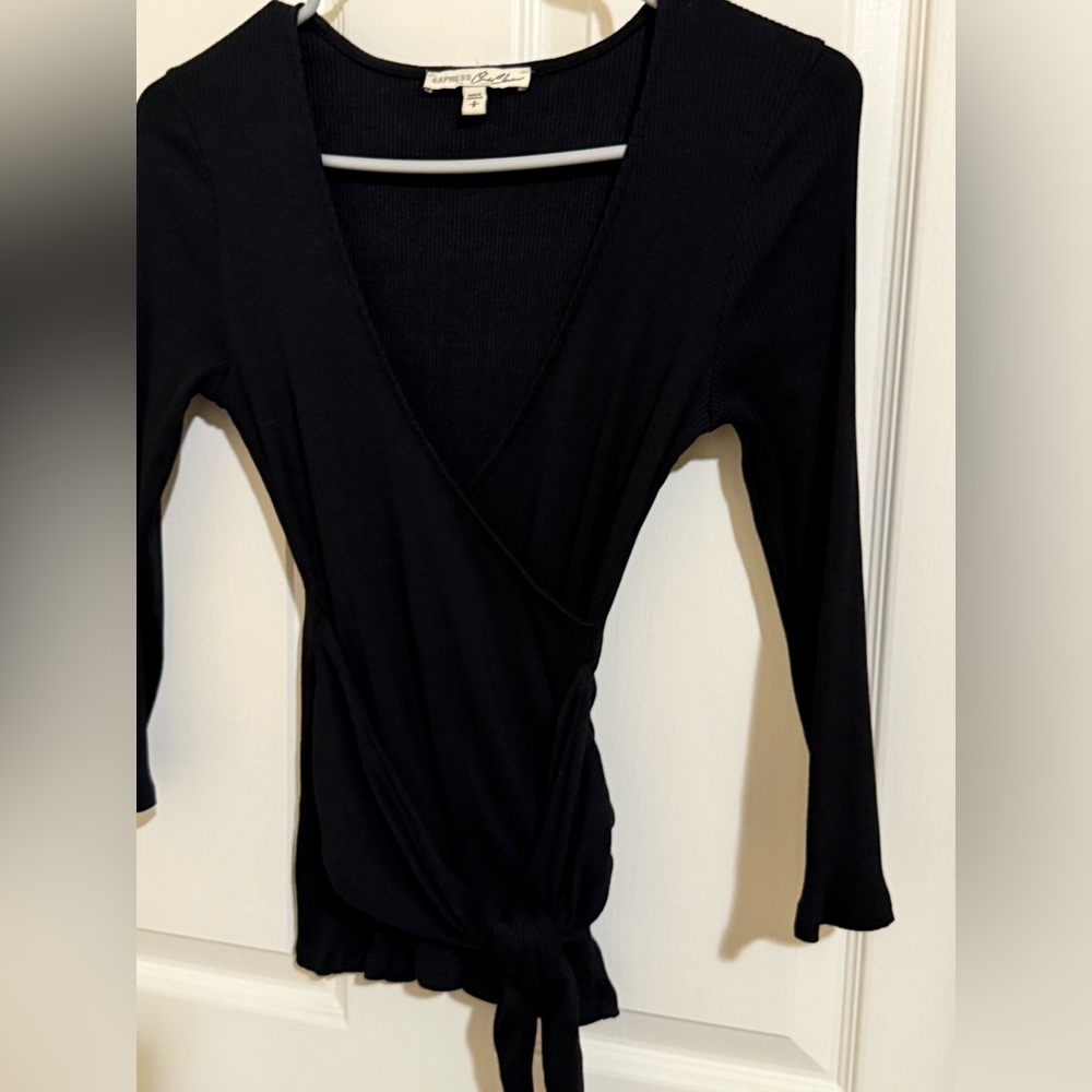 Express Black Wrap Blouse